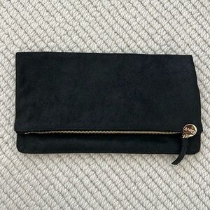 Clare V. Black metallic fold over clutch